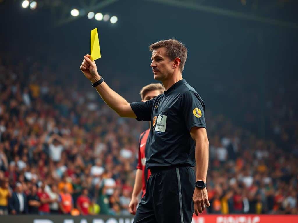 soccer referee showing card