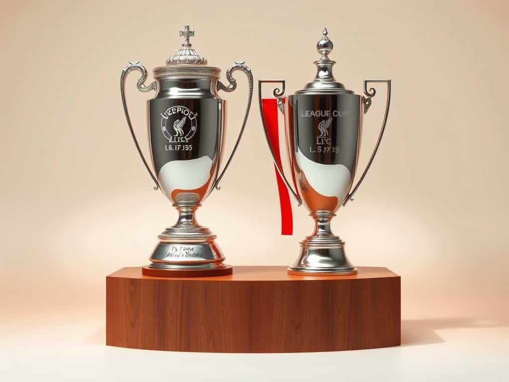 FA Cup and League Cup trophies