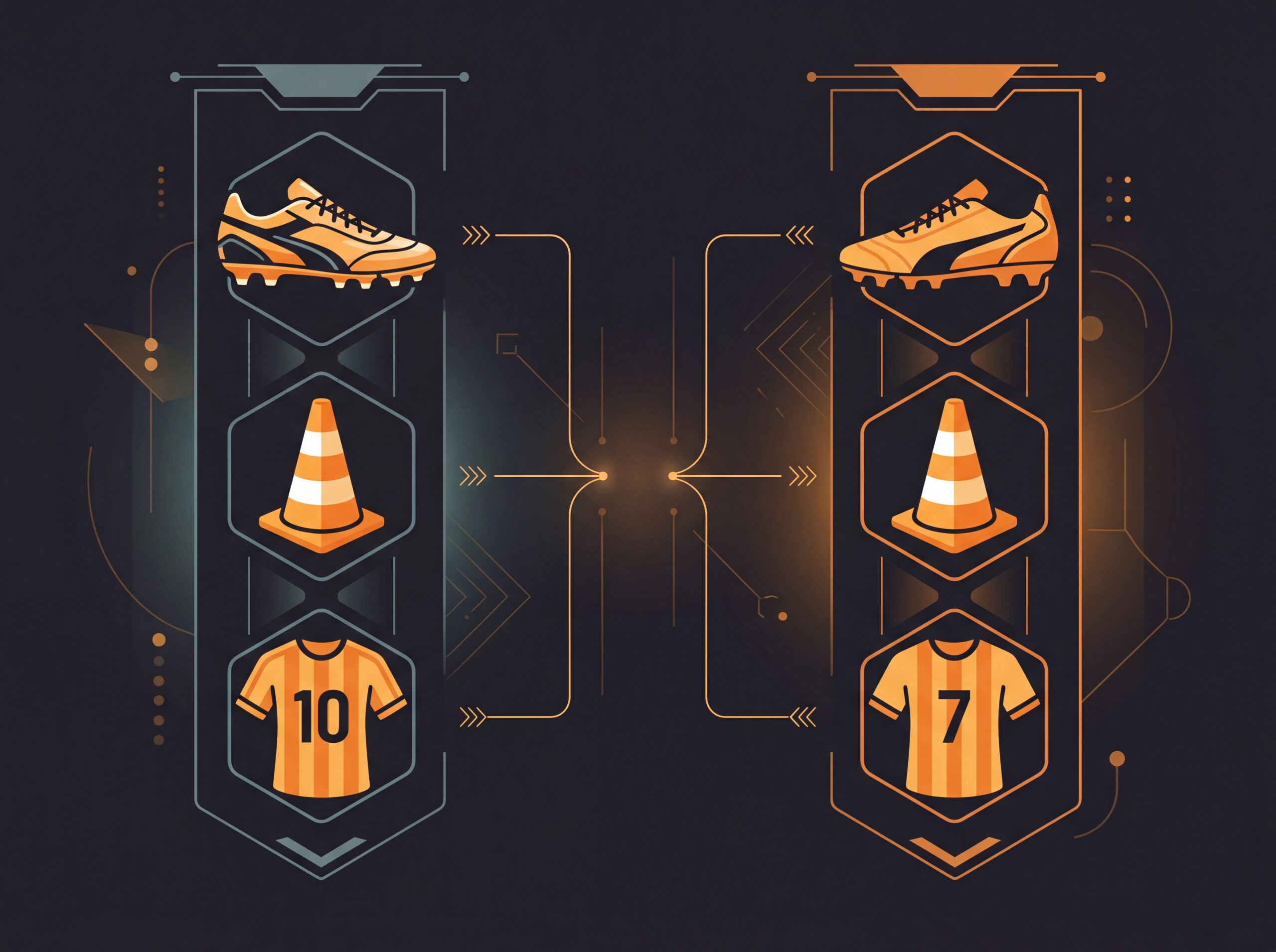 US and UK football terminology compared with paired icons for boots, kit and field